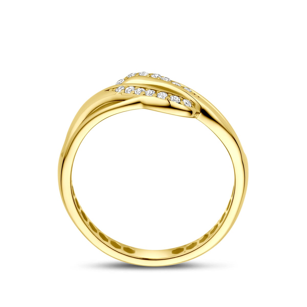 Gouden damesring met zirkonia – 14k geelgoud