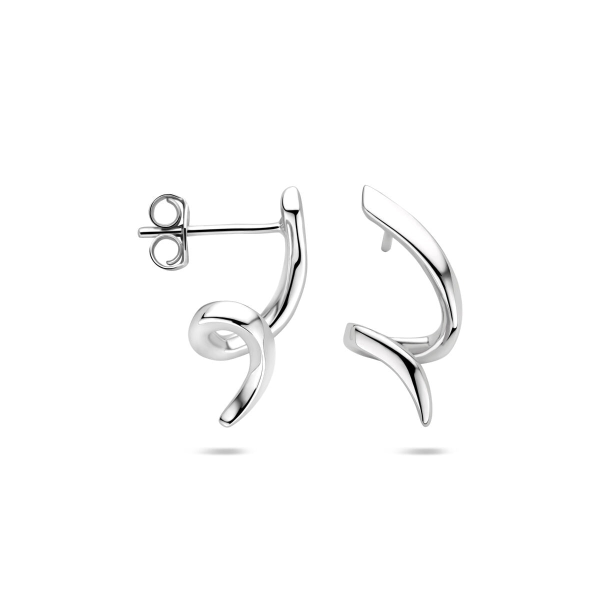 Zilveren oorknoppen gedraaid – gerhodineerd 925 zilver, 18 x 9 mm