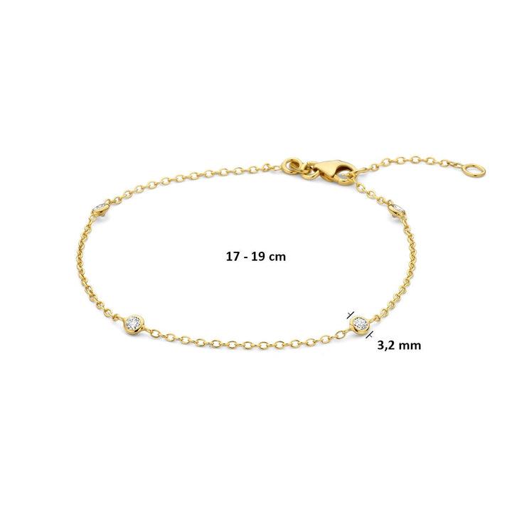 14k Geelgouden dames armband met zirkonia en anker schakel