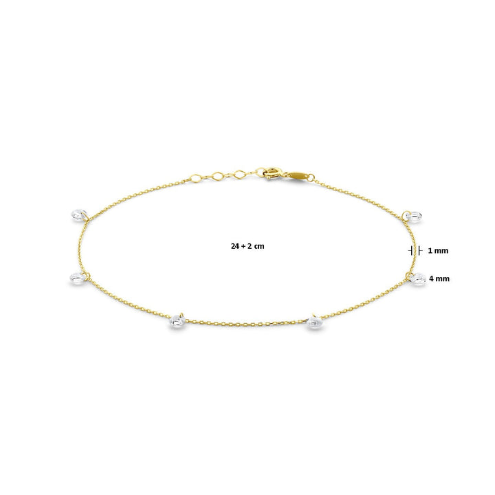 14k Geelgouden Enkelbandje met Zirkonia en Karabijnsluiting