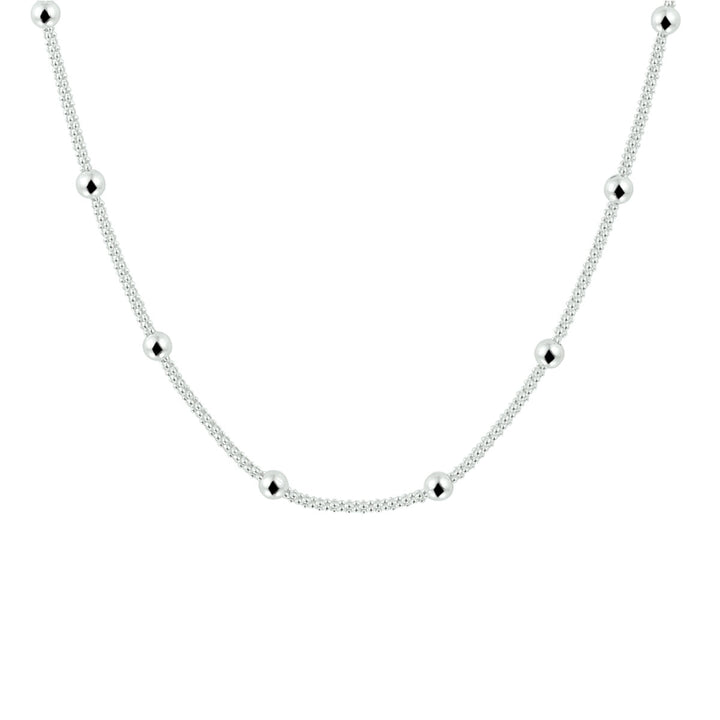 necklace balls 3.0 mm 42 + 3 cm silver white