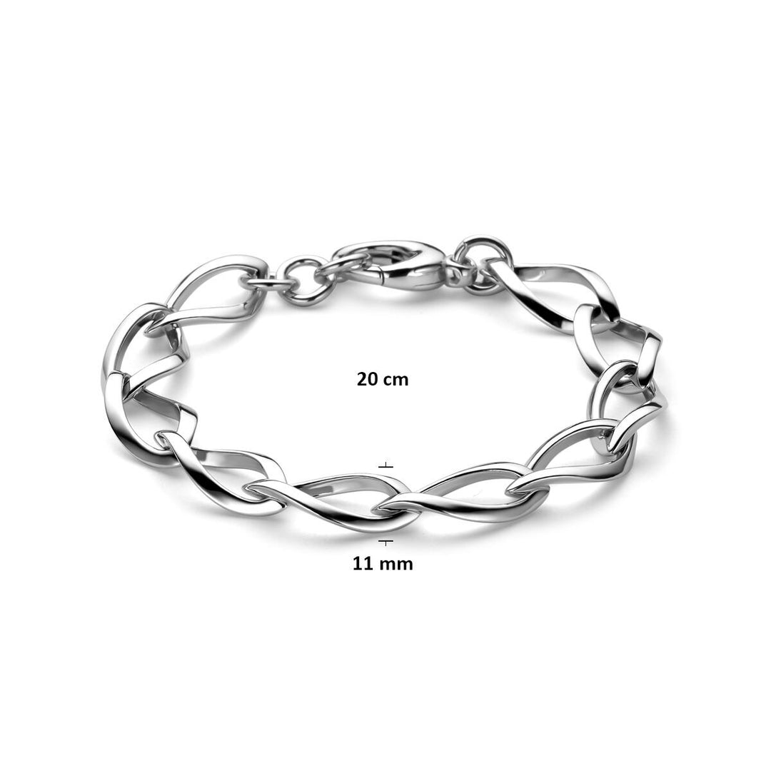 Zilveren armband gerhodineerd 925 met brede draadschakels – 11 mm 20 cm
