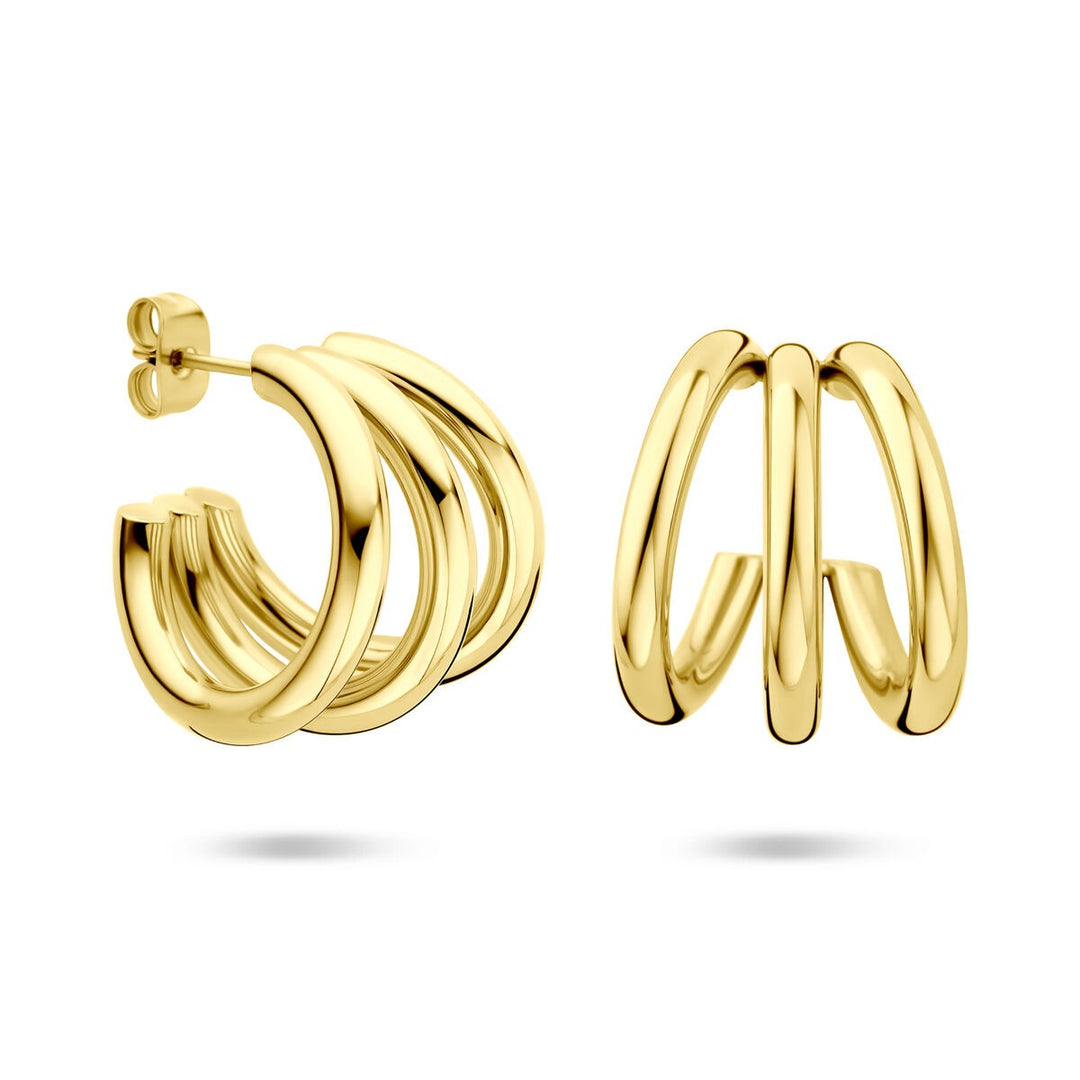 Goudkleurige stalen stekeroorringen met ion plating 21x18mm