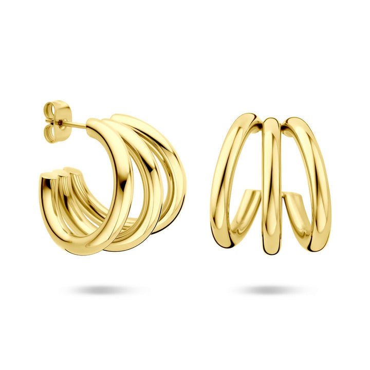 Goudkleurige stalen stekeroorringen met ion plating 21x18mm