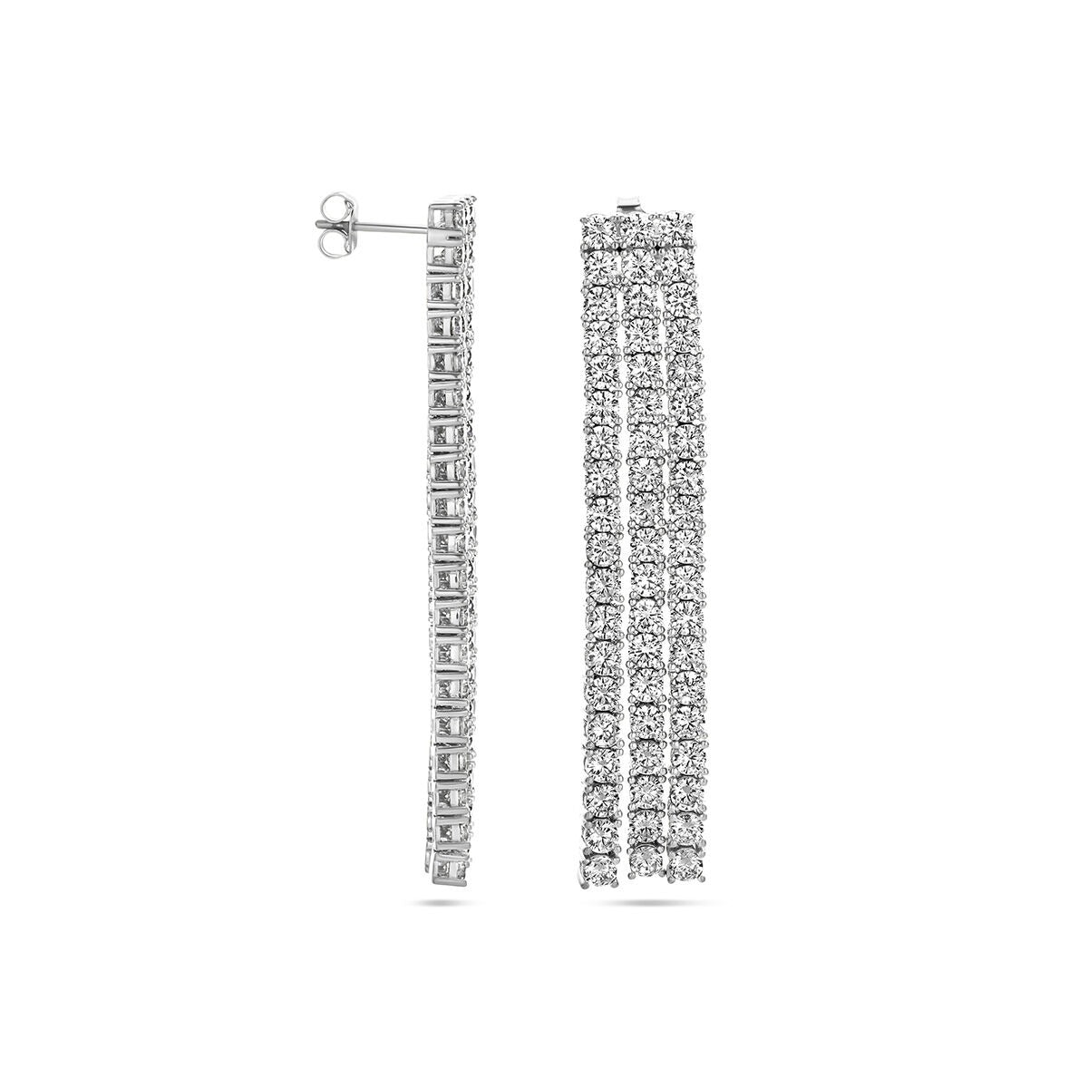 earrings zirconia silver rhodium plated