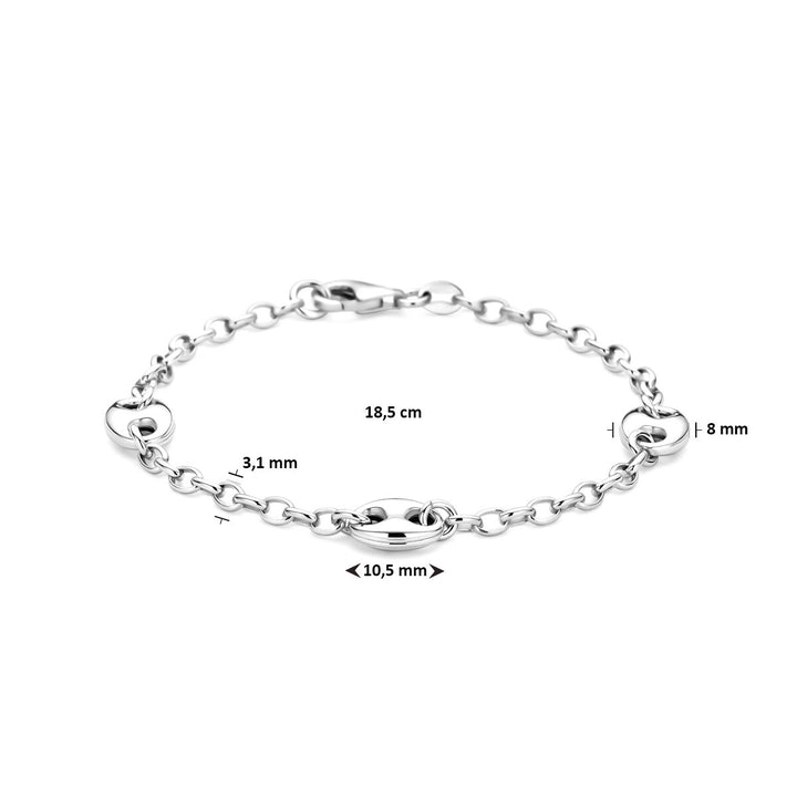 bracelet 8.0 mm 18.5 cm silver rhodium plated