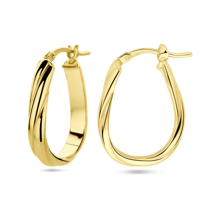 Vergulde zilveren oorringen dames – geelgoud op 925 zilver, gedraaid design 24 mm