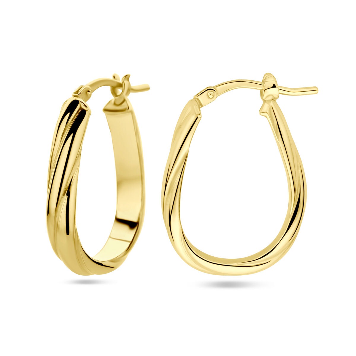 Vergulde zilveren oorringen dames – geelgoud op 925 zilver, gedraaid design 24 mm