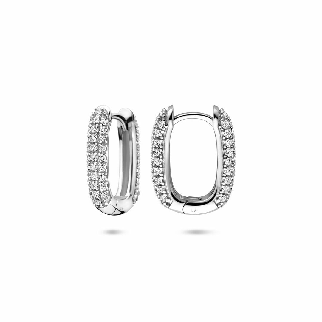 Gerhodineerd 925 zilveren klapoorringen met zirkonia