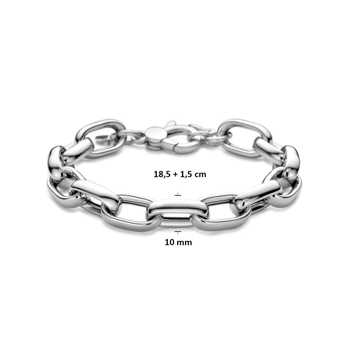 Zilveren dames armband – gerhodineerde anker schakel 10 mm