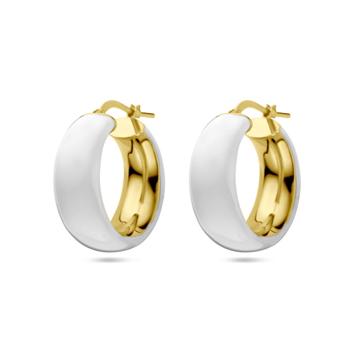 earrings white enamel 1 micron silver gold plated (yellow)