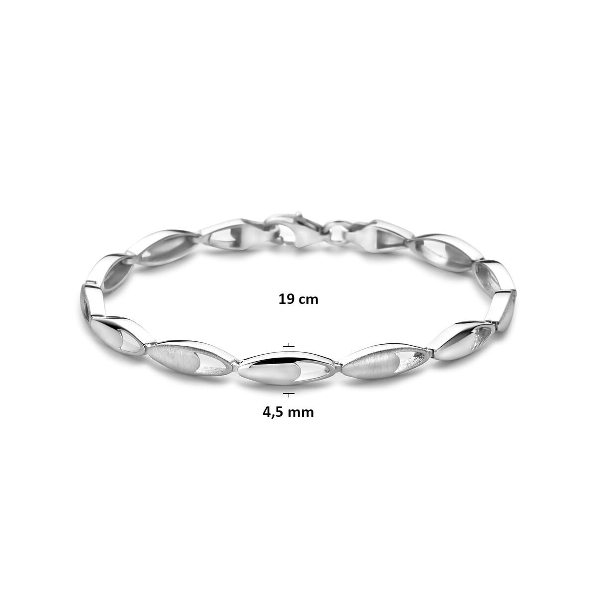Zilveren dames armband – gerhodineerd 925 zilver 4,5 mm 19 cm