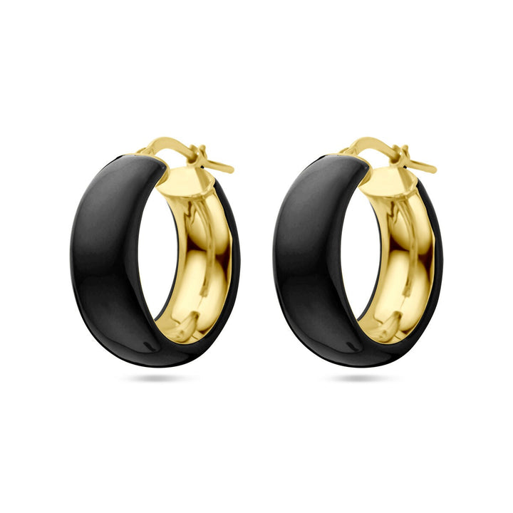 earrings black enamel 1 micron silver gold plated (yellow)