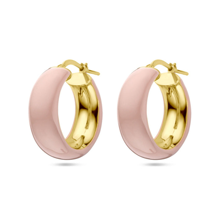 earrings pink enamel 1 micron silver gold plated (yellow)