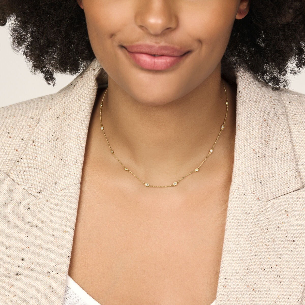 14k geelgouden ketting met zirkonia