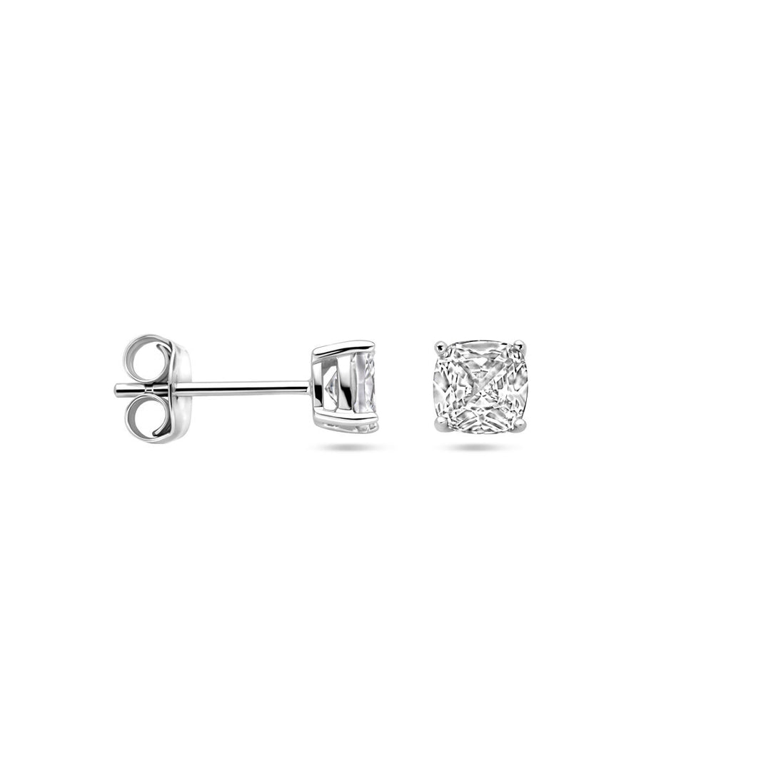 ear studs zirconia silver rhodium plated