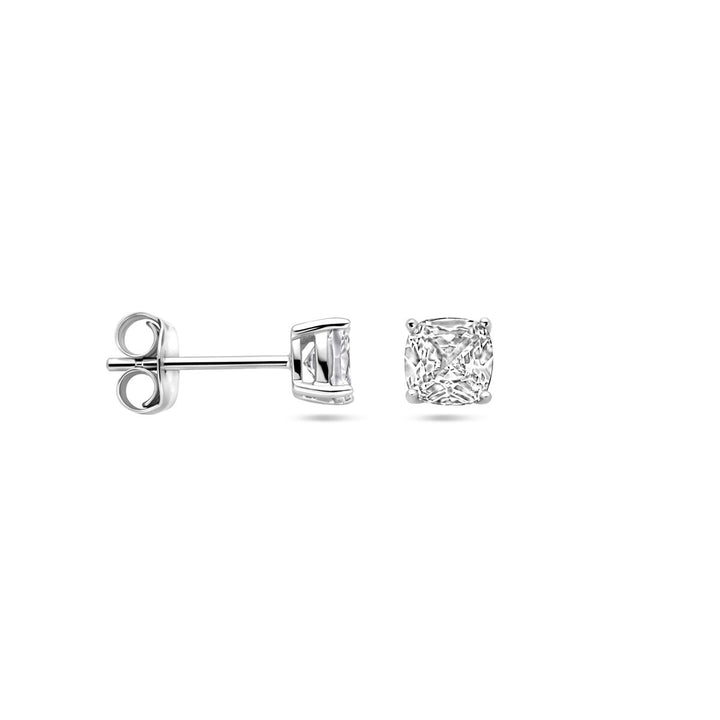ear studs zirconia silver rhodium plated