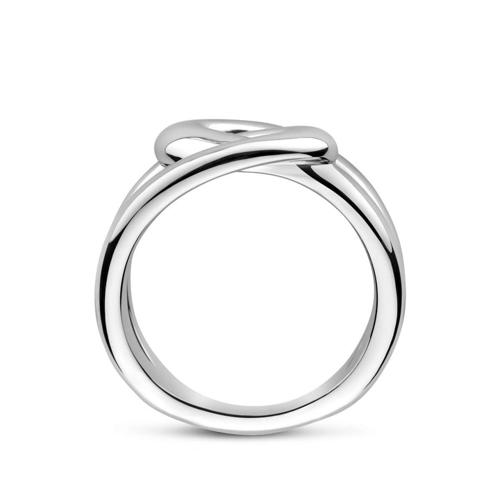 Zilveren dames ring – Gerhodineerd 925 zilver, 12 mm breed
