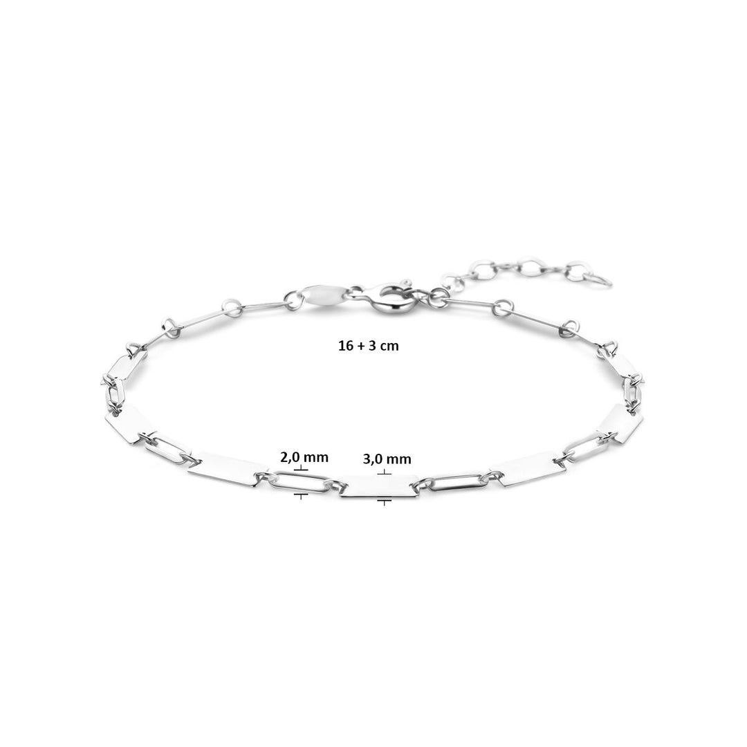 Zilveren dames armband met spijltjes schakels