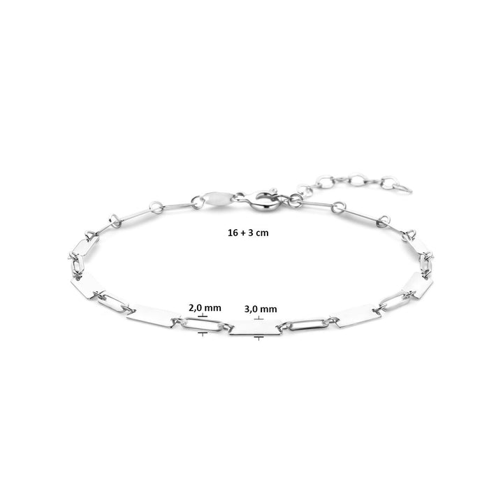 Zilveren dames armband met spijltjes schakels