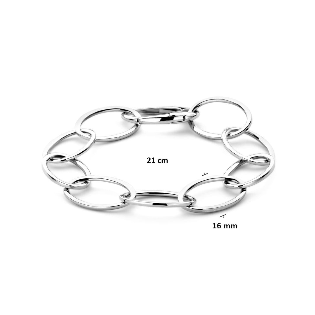 Zilveren dames armband gerhodineerd met anker schakel 16mm