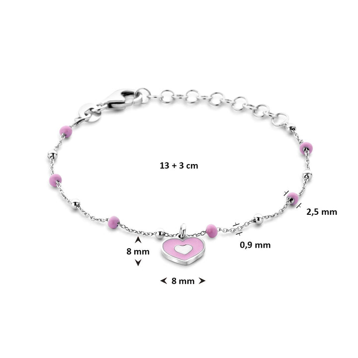 Zilveren baby armband met hartje 13 + 3 cm