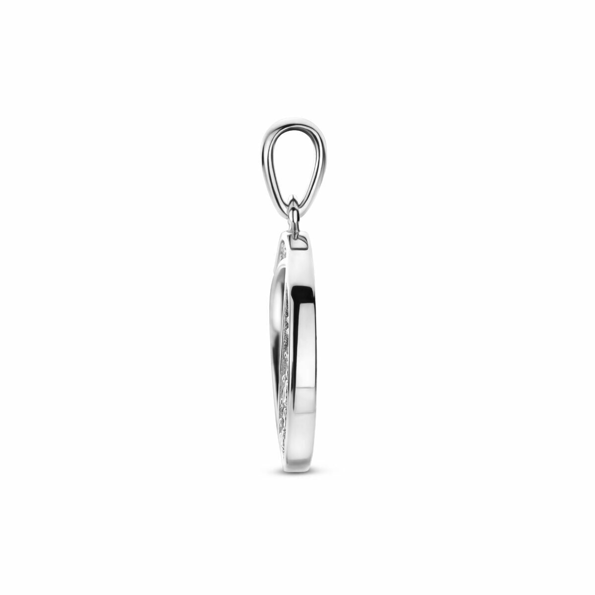 Zilveren hanger met zirkonia entourage – gerhodineerd 925 zilver 23 mm