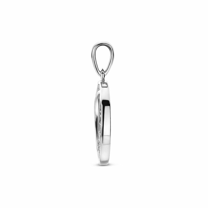 Zilveren hanger met zirkonia entourage – gerhodineerd 925 zilver 23 mm