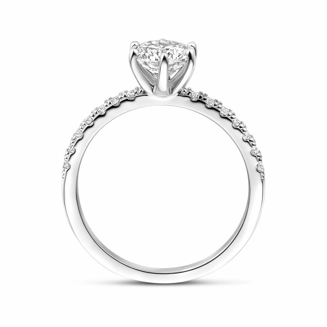 Zilveren damesring met zirkonia – gerhodineerd 925 zilver