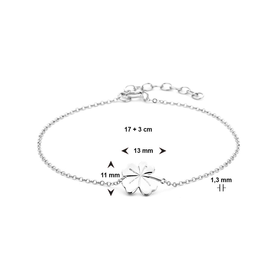 bracelet clover 17 + 3 cm silver rhodium plated