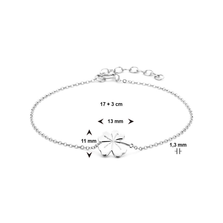 bracelet clover 17 + 3 cm silver rhodium plated