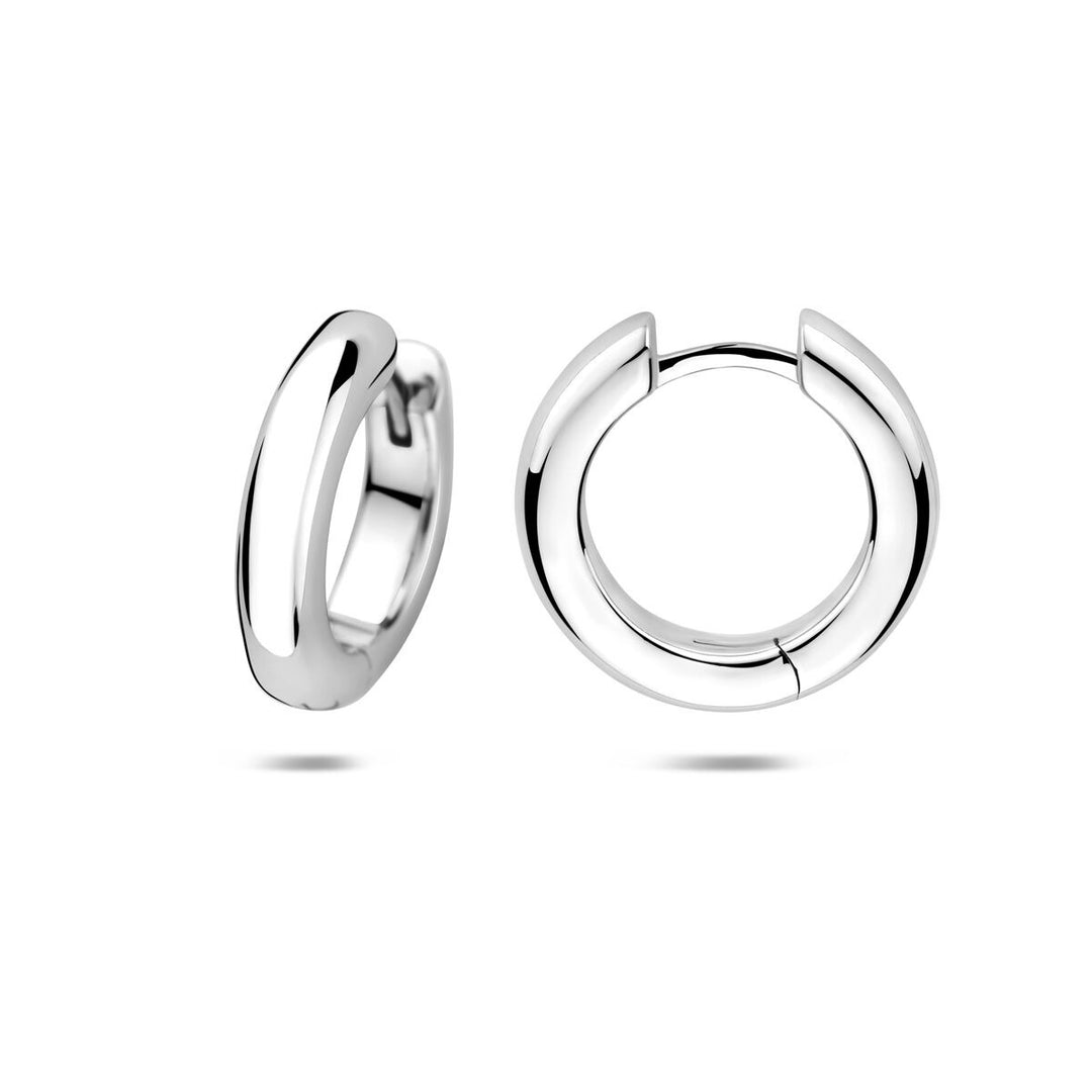 Gerhodineerd zilveren oorringen met scharniersluiting – 4mm buisdikte