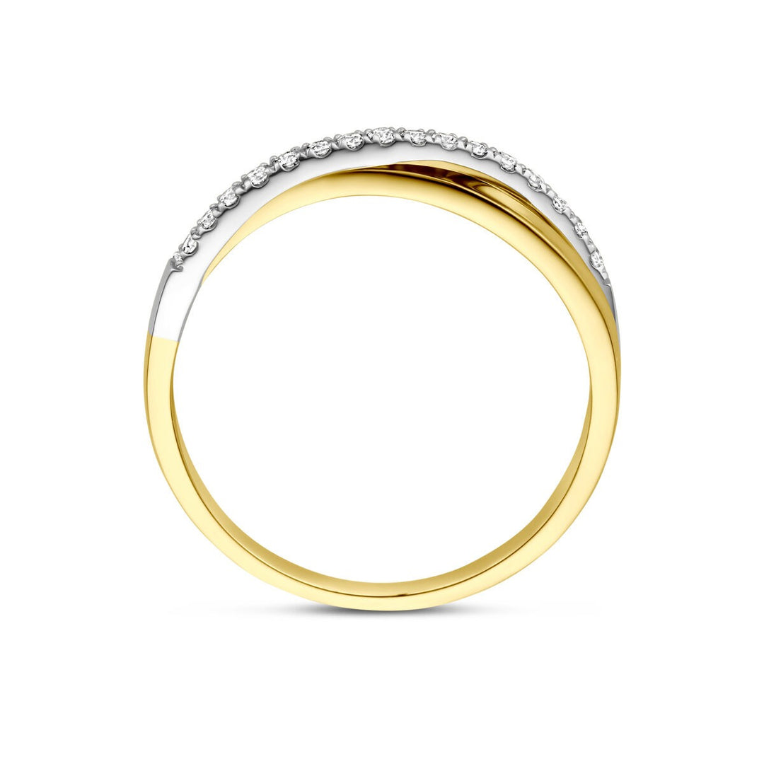 14k bicolor damesring met diamant – 0.14 ct, 5 mm