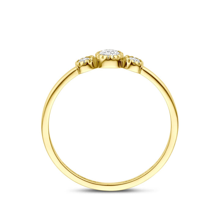 9k Geelgouden dames ring met zirkonia – 4 mm breed