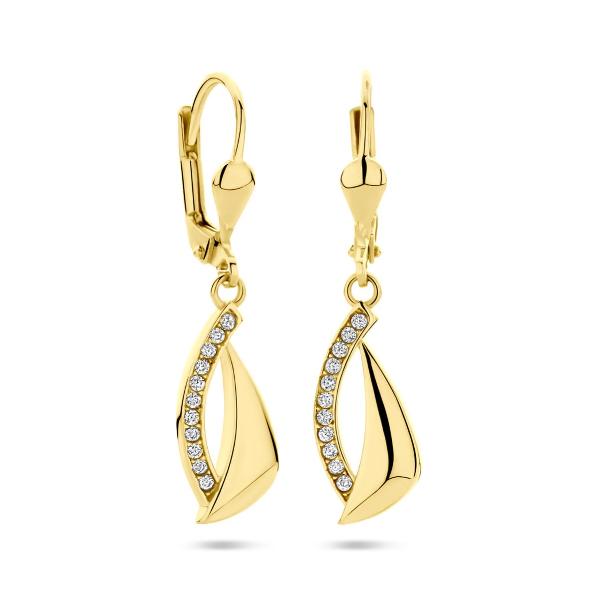 14k Geelgouden Oorhangers met Zirkonia