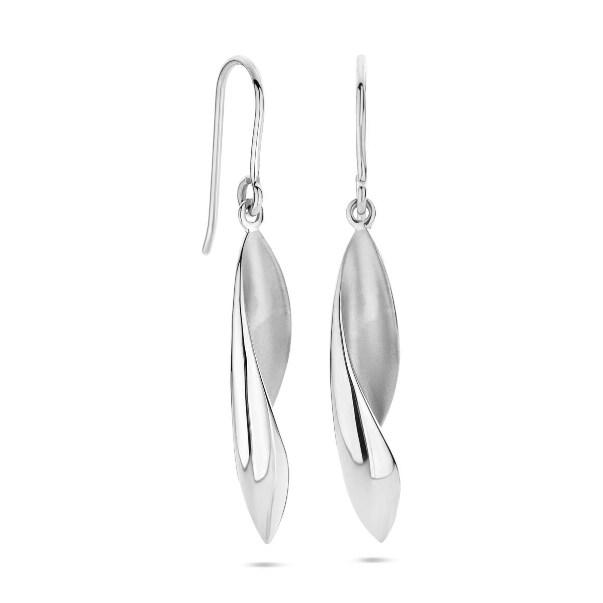 Zilveren oorhangers met Franse haak – gerhodineerd 925 zilver, poli/mat, 45 mm