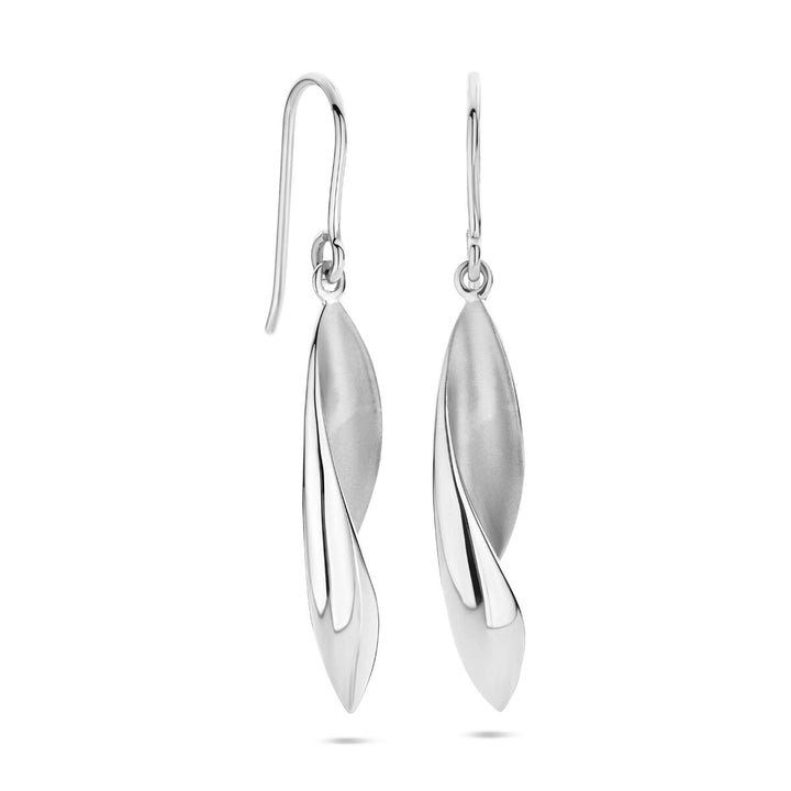 Zilveren oorhangers met Franse haak – gerhodineerd 925 zilver, poli/mat, 45 mm