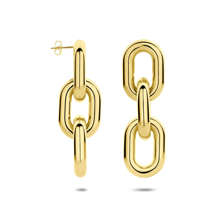 Goudkleurige stalen oorhangers 65mm