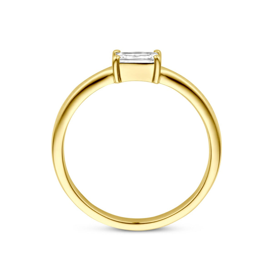 14k gouden damesring met emerald cut zirkonia – 4 mm