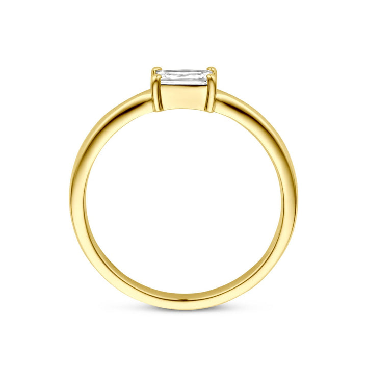 14k gouden damesring met emerald cut zirkonia – 4 mm