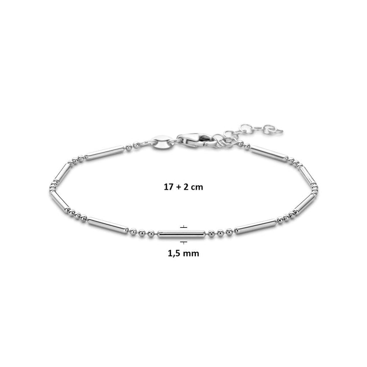 Gerhodineerd zilveren dames armband met karabijnsluiting 1,5 mm 17 + 2 cm