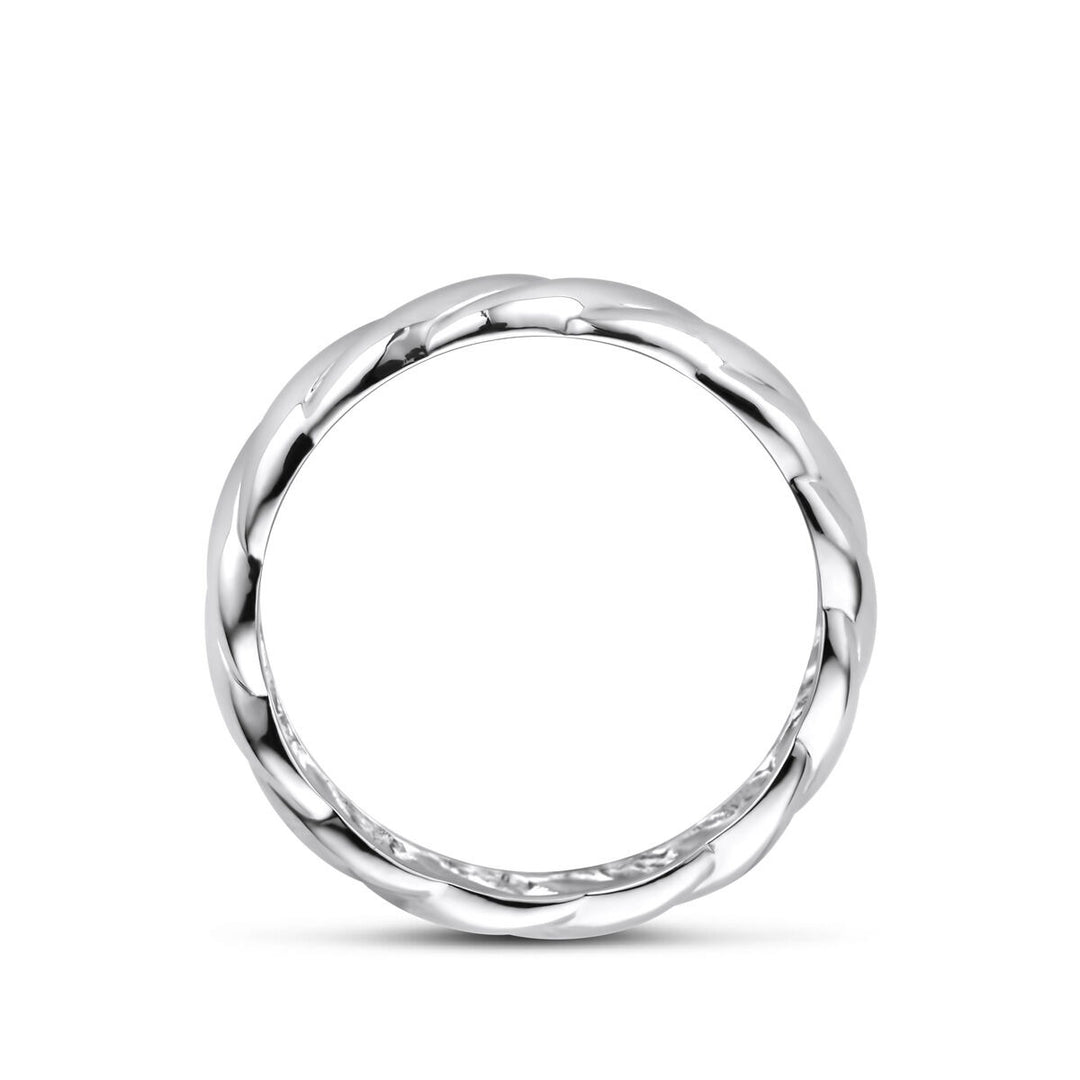 Zilveren dames ring – Gerhodineerd 925 zilver, gedraaid design, 5 mm breed