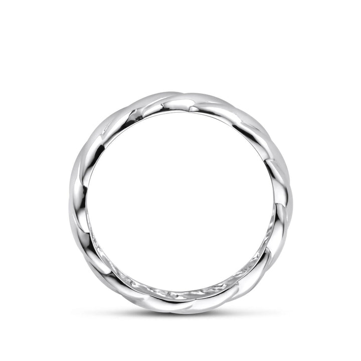 Zilveren dames ring – Gerhodineerd 925 zilver, gedraaid design, 5 mm breed