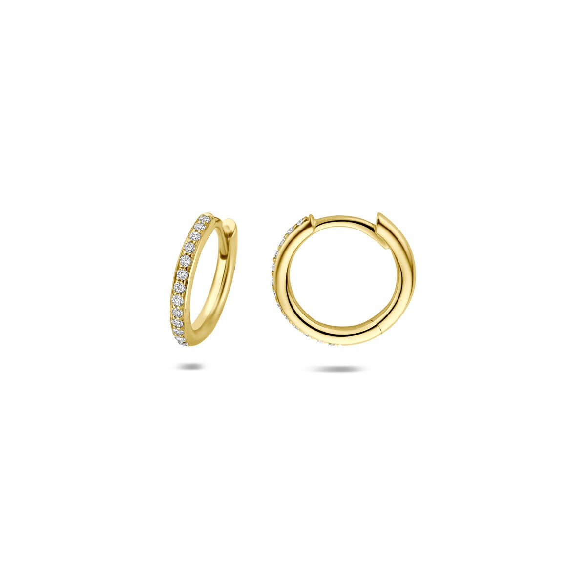 14k Geelgouden klapoorringen met diamant
