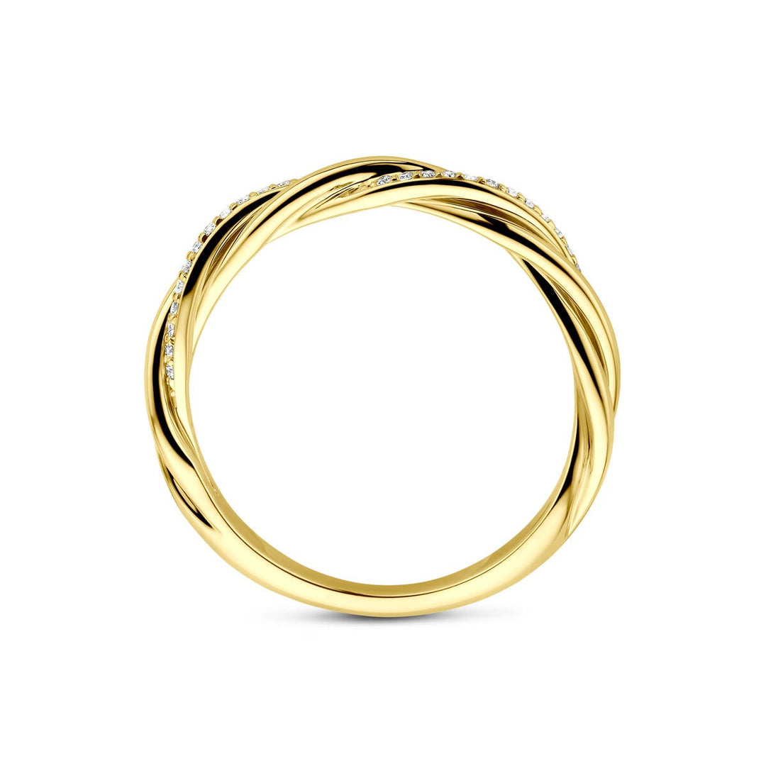 14k geelgouden ring met diamant in rijzetting