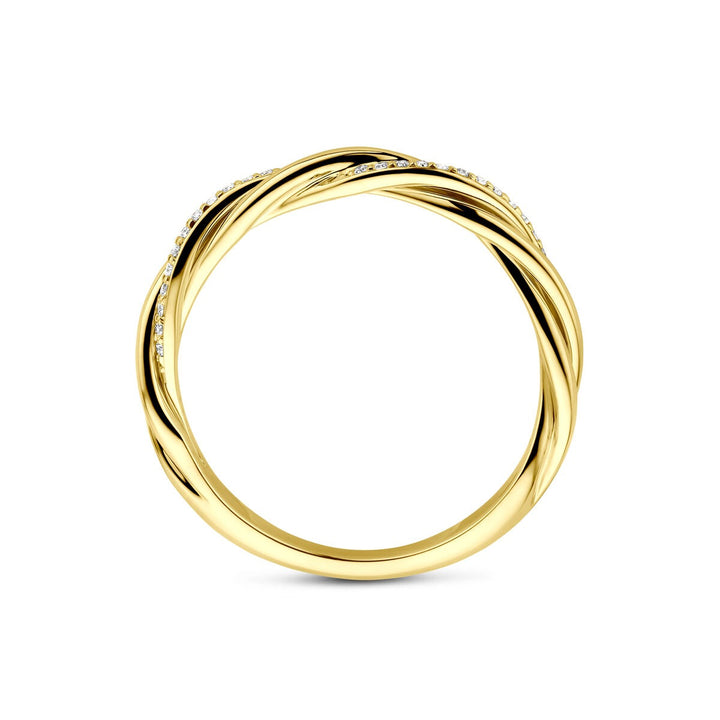 14k geelgouden ring met diamant in rijzetting