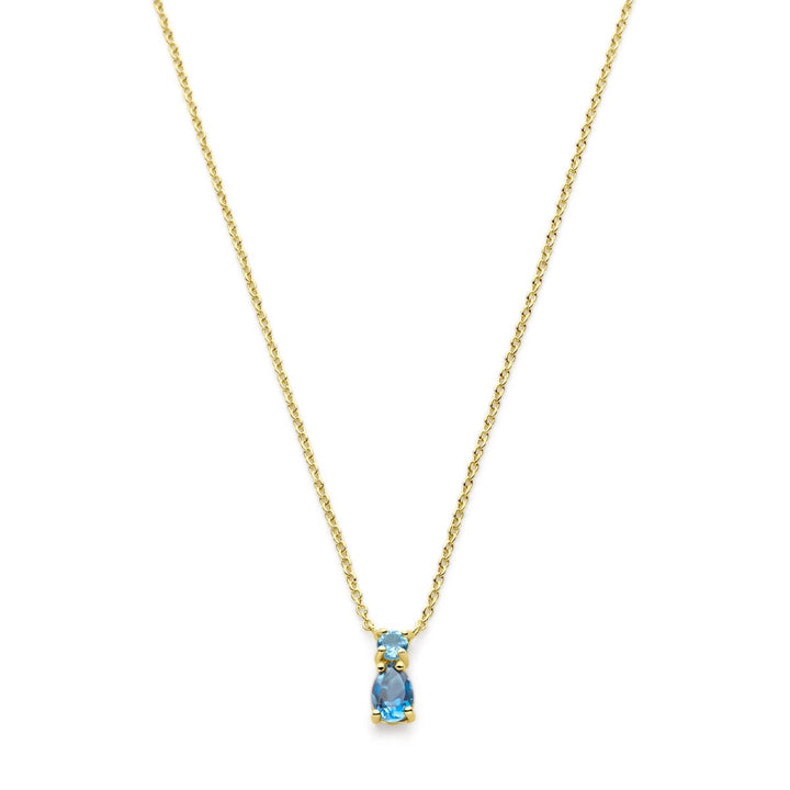 necklace london blue topaz and sky blue topaz 41 - 43 - 45 cm 14K yellow gold