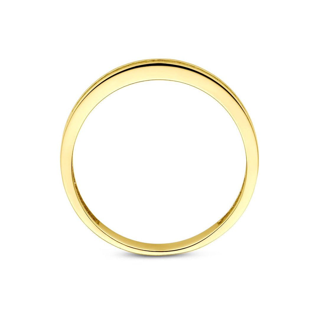 14k Geelgouden ring met zirkonia – alliance rijzetting, 2.5 mm breed