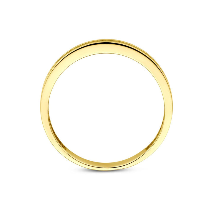 14k Geelgouden ring met zirkonia – alliance rijzetting, 2.5 mm breed