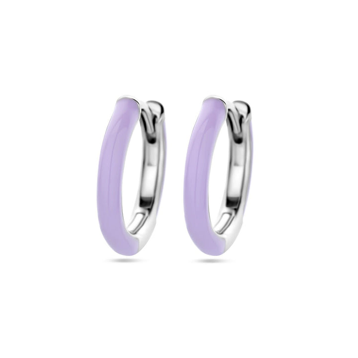 drop earrings purple enamel silver rhodium plated